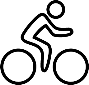 Icône représentant une ou un cycliste. 